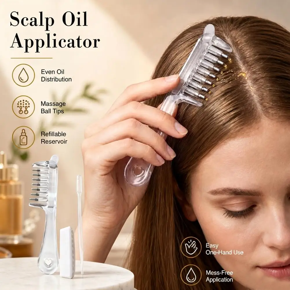 Refillable Essential Oil Hair Comb with Scalp Massager Liquid Guiding Applicator For Hair Treatment