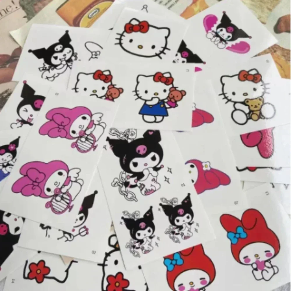 Not Repeated Cute Sanrio Kawaii Kuromi Melody Hello Kitty Kids Graffiti Easy To Clean Waterproof Tattoo Stickers