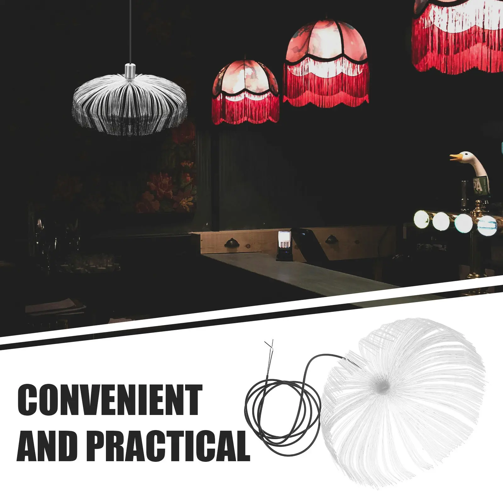 LED Jellyfish Hanging Ceiling Light Fiber Optic Mood Lamp for Ktv Bar Atmosphere Decoration Romantic Night Light