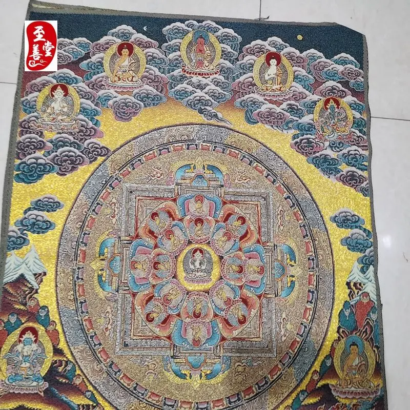 Tibet Tibetan Cloth Silk Buddhist auspicious cloud buddha Thangka Tangka Embroidery Painting Embroidery Hanging Pictures