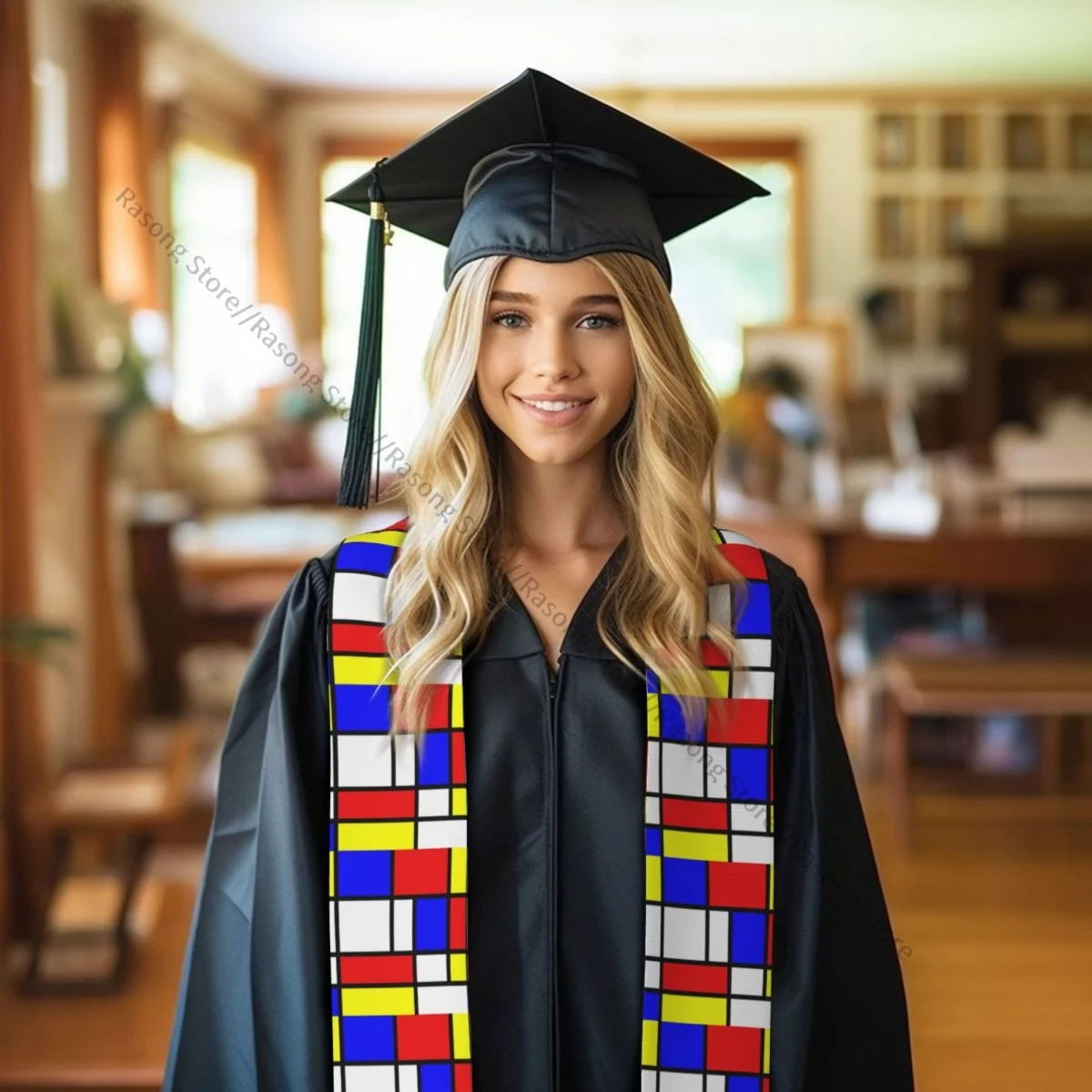 Stola di laurea per studenti della scuola composizione di Mondrian Sash cerimonia di laurea stola di laurea puntelli fotografici