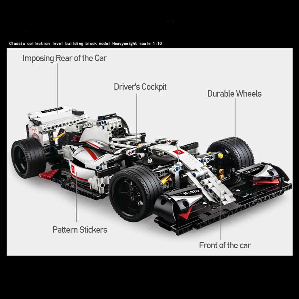 フォーミュラスタイルレーシングカービルディングブロック組み立てモデル教育DIYパズルおもちゃ子供男の子ディスプレイ用誕生日プレゼント