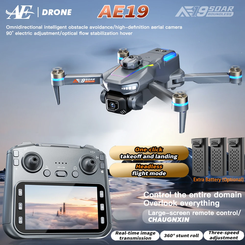 

AE19 Мини-дрон HD-камера Аэрофотосъемка Оптическое позиционирование потока Пятистороннее предотвращение препятствий с экраном RC Квадрокоптер Игрушка