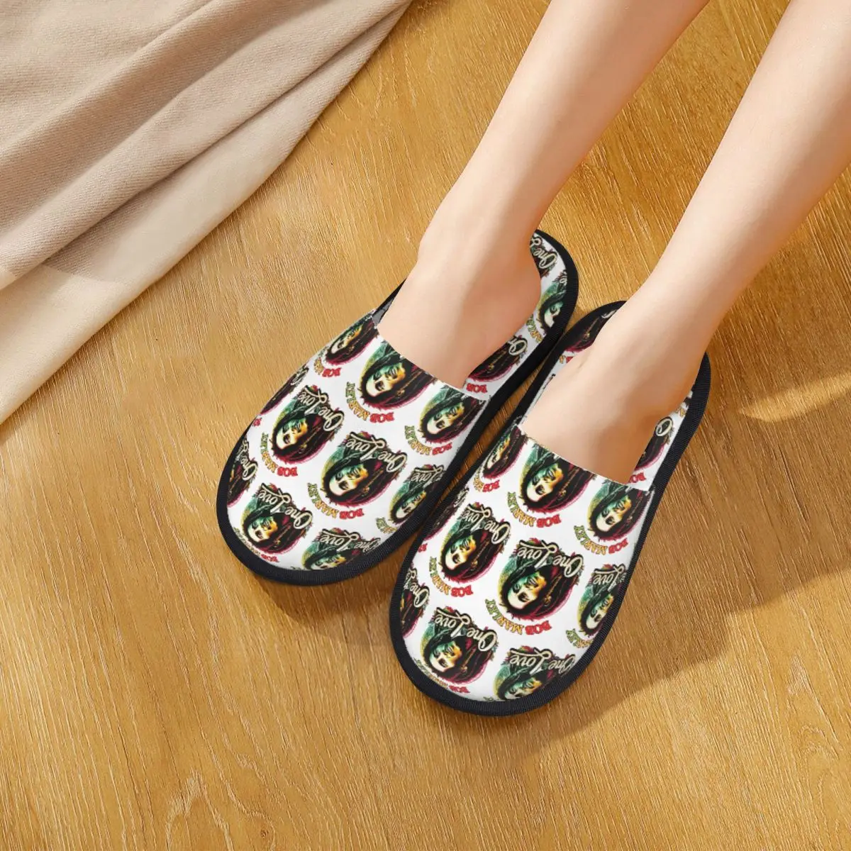 Custom Jamaica Reggae Rock Bob Marley Slippers Memory Foam Warm Soft Women House Slipper Indoor Fluffy Shoes