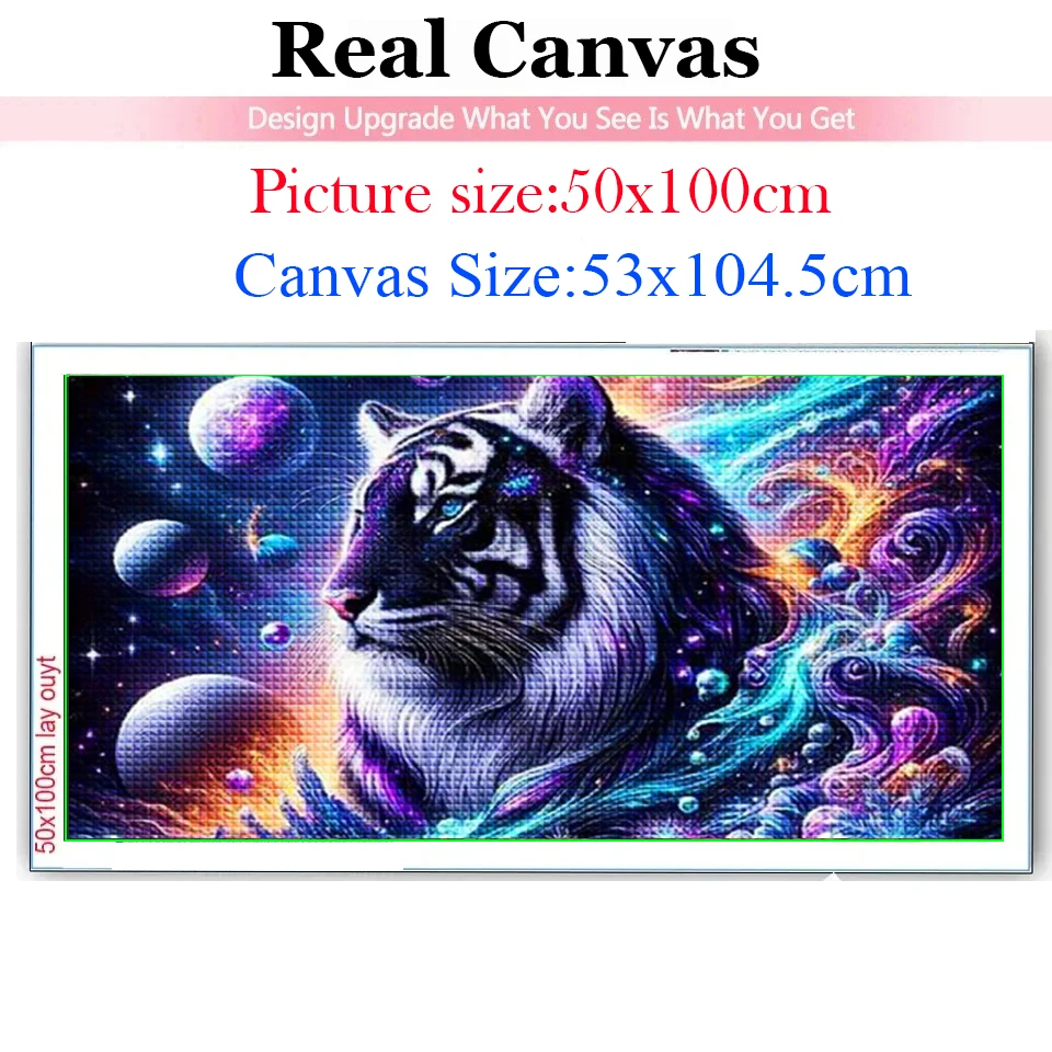 Diy Fantasy Space Blue Tiger Diamond Painting New 2025 Mystical Animal Large Size Full Mosaic Diamond Embroidery Home Decor