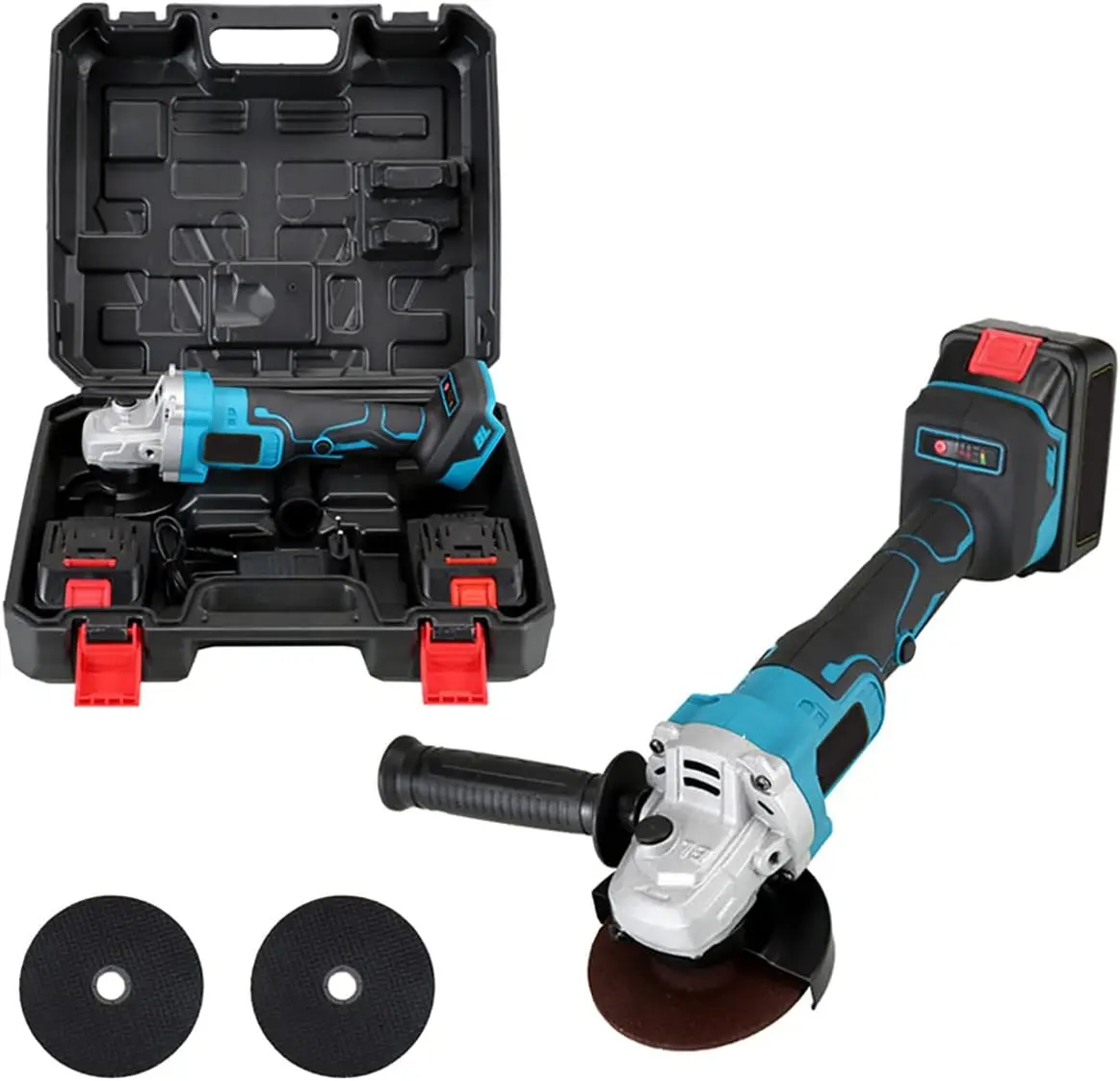 

21V Cordless Brushless Angle Grinder 7000 RPM, Fast Charger, Safety Brake, Dual Handle – for Cutting, Grinding, Polishing