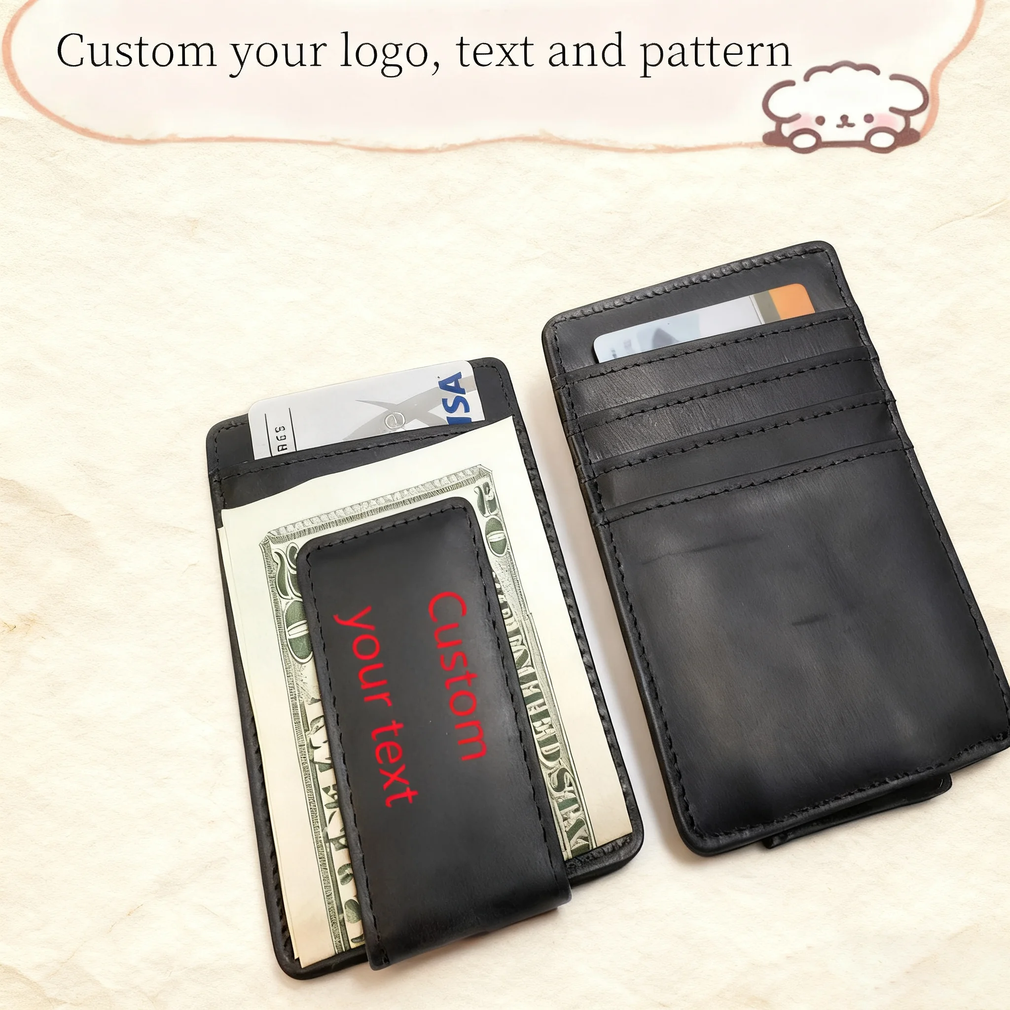 Customized Personalized Leather Card Holder Wallet multi-card Wallet two-in-one Function Wallet Travel Credit Card Holder
