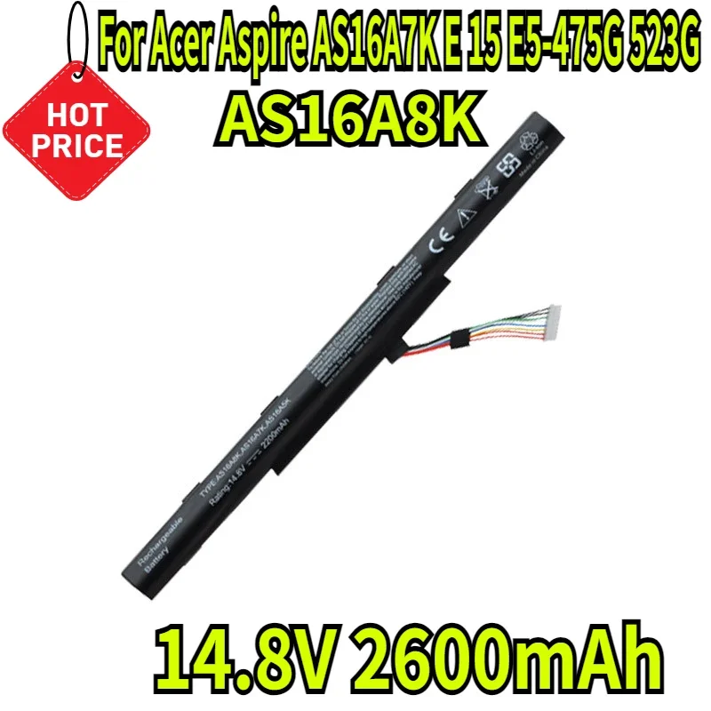 

14.8V 2600mAh AS16A7K AS16A8K Battery For Acer Aspire E 15 E5-475G 523G 553G 573G E5-575-59QB E5-575G Serie E5-575G-55S7