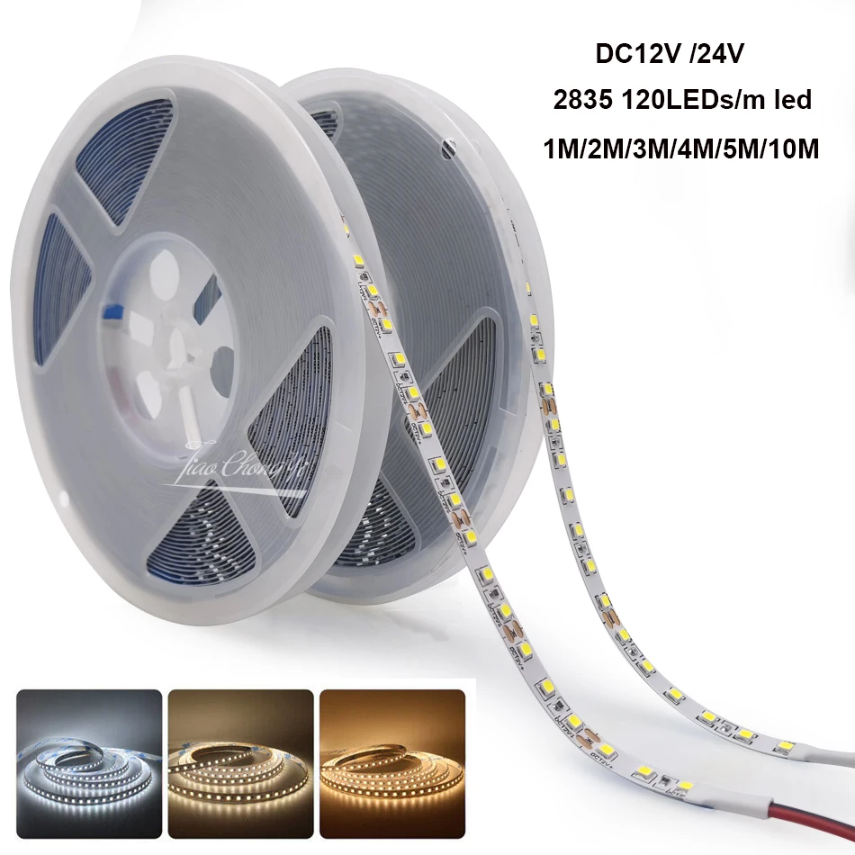 DC12V 2835 LED light strip 120leds/m DC24V white warm white super Bright Flexible led strip Tape 1-10M