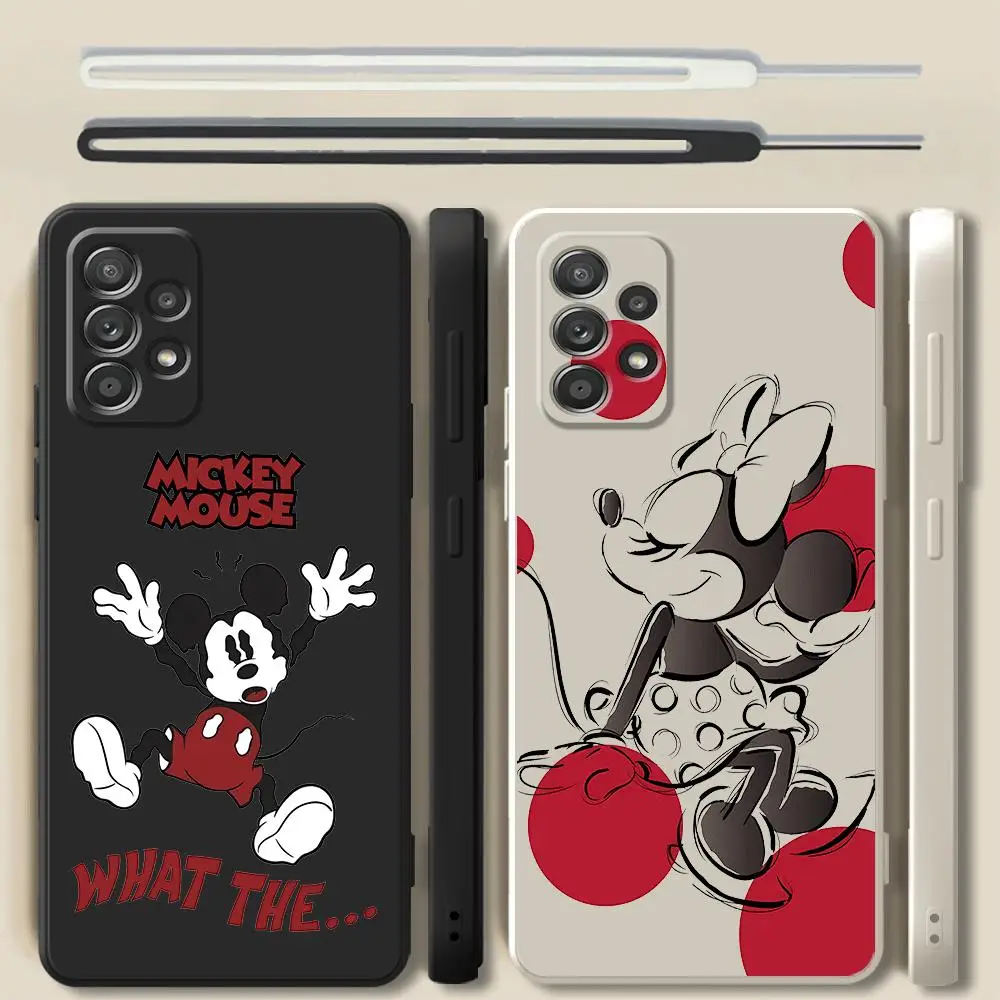 Case for Samsung Galaxy A13 A32 A11 A24 A34 A54 A53 A72 A52 A22 A12 A23 A42 A21s A33 A73 Square Liquid Disney Mickey Minnie