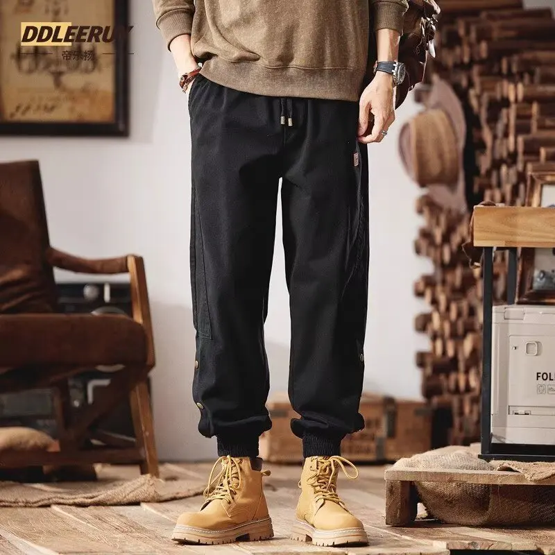 S-5XL Men's Sweatpants Solid Loose Fit Mens Pants Autumn Fashion Black Joggers Pants Unisex Elastic Waist Track Male Trouser New
