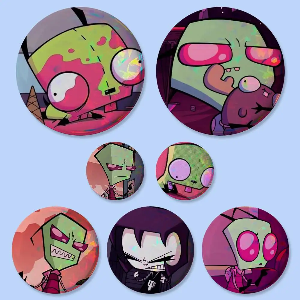 Invader Zim Gir Game Badges Button Round Creative Pin Brooch Badge Bag Decor Accessories Fans Collect Friends Gifts