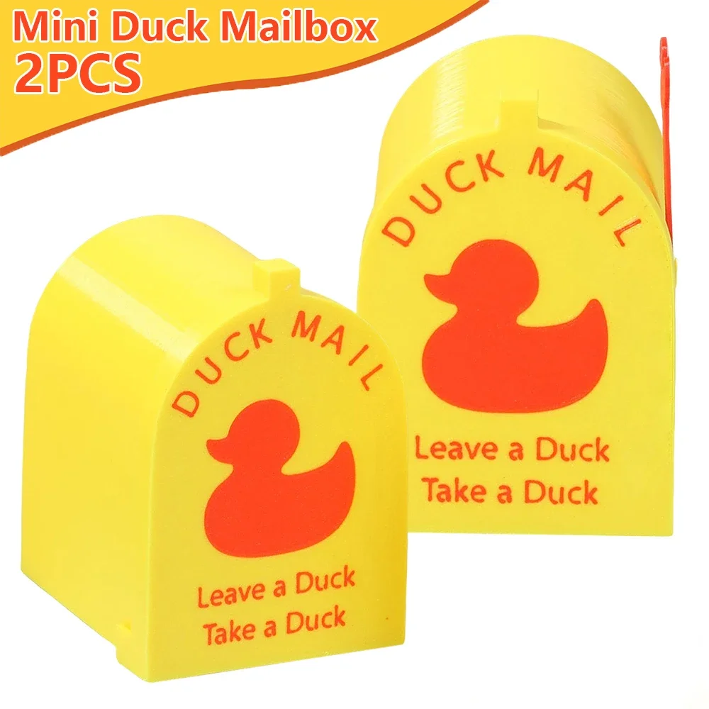 2Pcs Magnetic Cruising Duck Mailbox Plastic Mini Duck Mailbox Decoration with Movable Flag Fridge Door Funny Stickers Home Decor