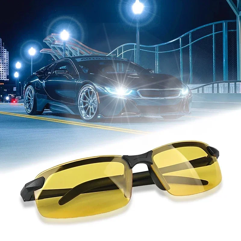 Men Night Vision Glasses for Driving Yellow Glasses PC Frame Sunglasses Outdoor Glasses To Handle At Night Anti Glare Gafas