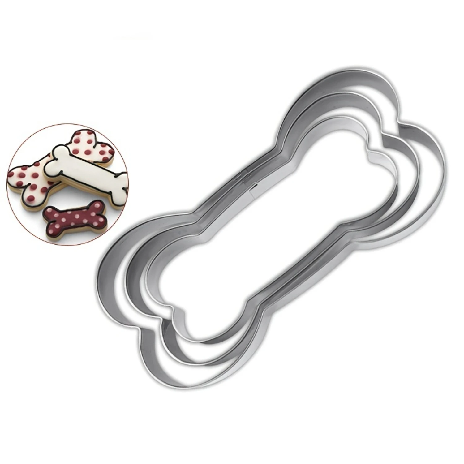 3pcs Stainless Steel Dog Bone Cookie Cutters - Perfect for DIY Baking and Decorating