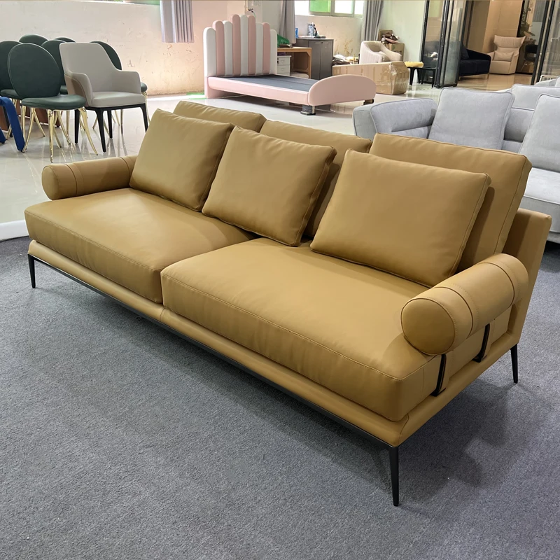 Modern  Creative Design Couch Home Furniture Villa Living Room Hotel Lobby High-quality Leather Three Seater Sofa