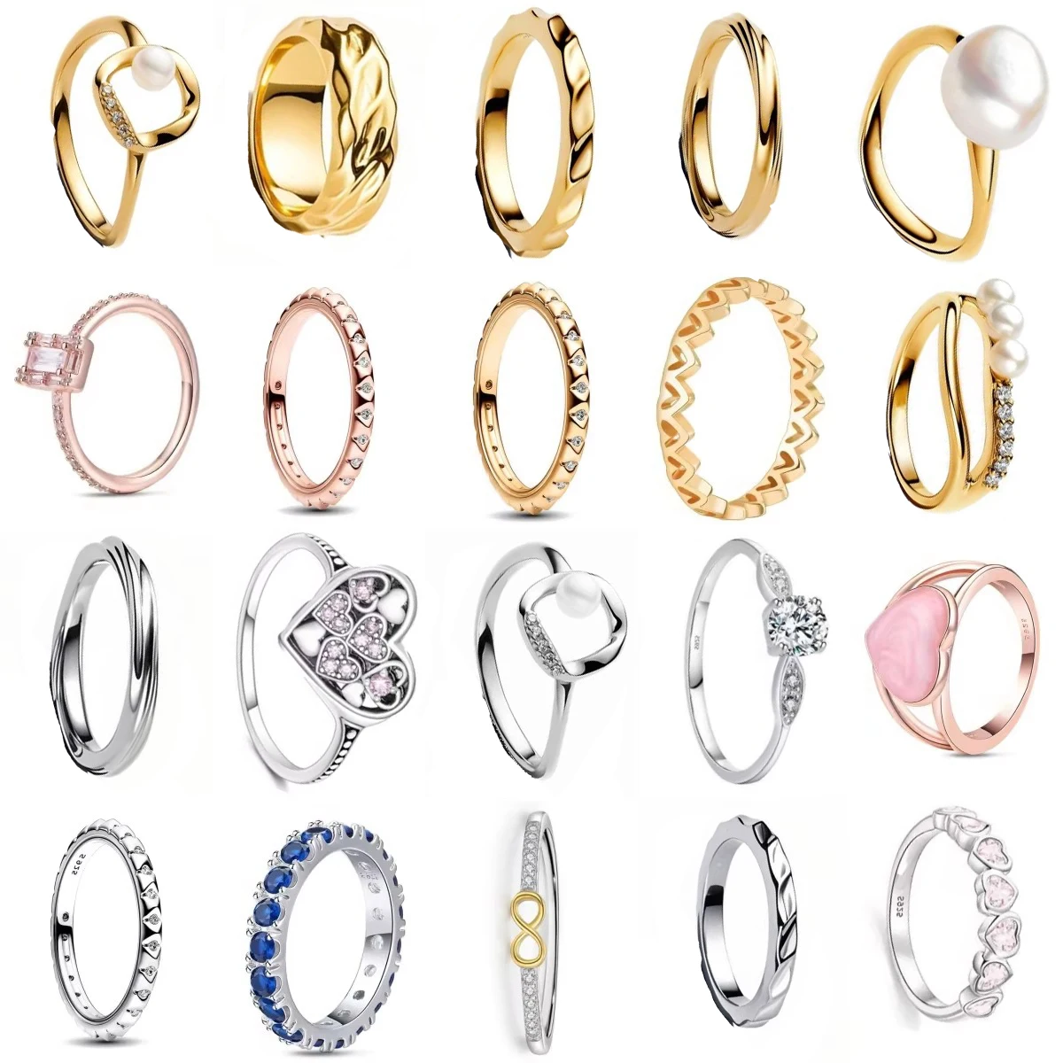 2025 جديد 925 فضة 6 7 8 9 خاتم على شكل قلب لؤلؤي وردي خاتم على شكل قلب مناسب لحفلات أعياد الميلاد وهدايا الزفاف