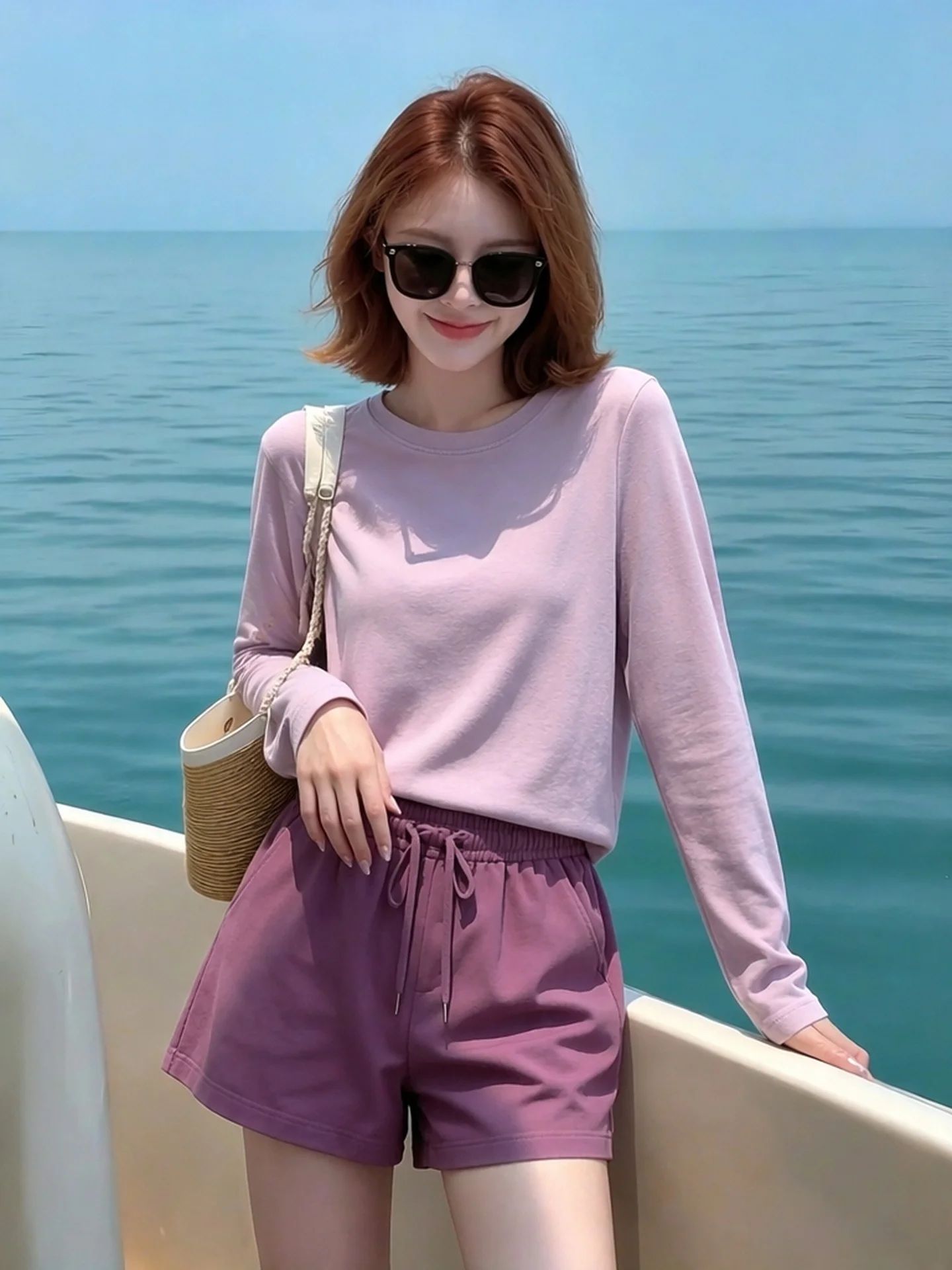 Slim Fit Long Sleeve round Neck T-Shirt Women's Summer Commute Casual Style Comfortable Breathable Skin-friendly Short Length