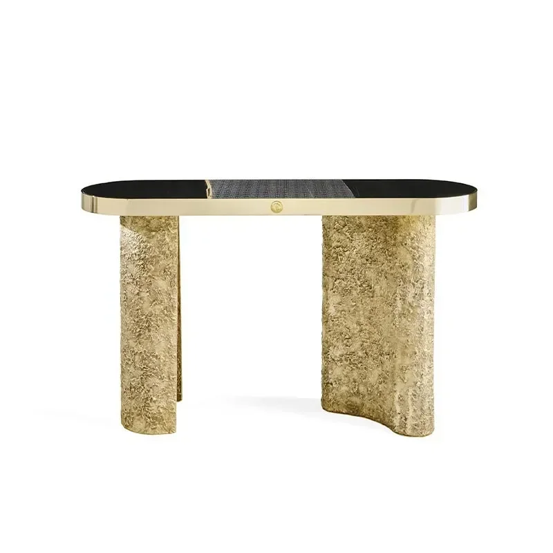 Italian marble entrance table, light luxury and high-end modern creative villa corridor against the wall Metal entrance table