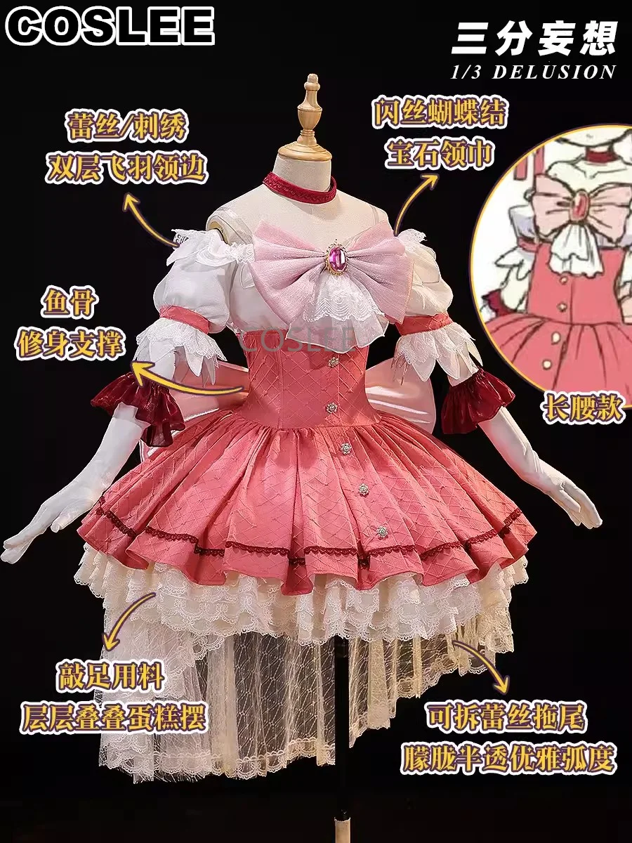 COSLEE Kaname Madoka Cosplay Costume Amine Puella Magi Madoka Magica Pink Lovely Lolita Dress Halloween Party Outfit Women NEW