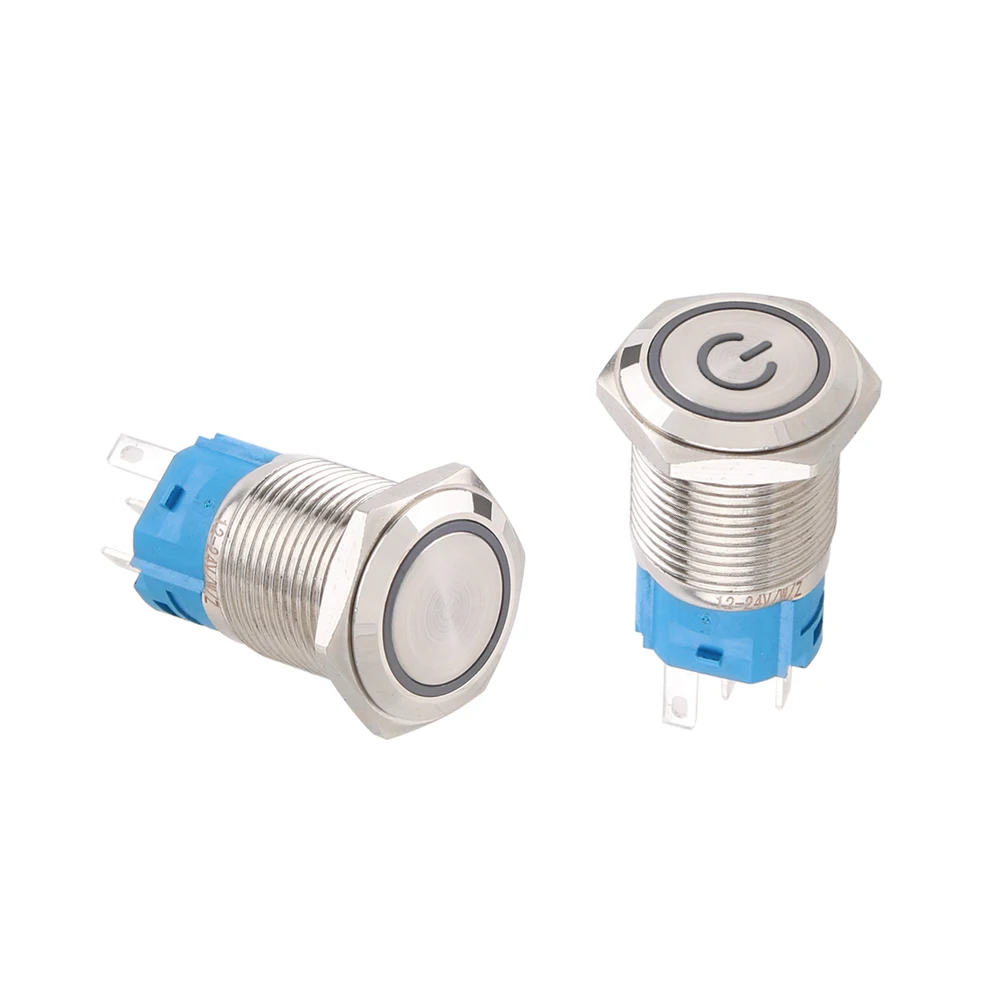 12mm Metal Push Button Switches 16/19/22mm Waterproof Button Switch With Wire 12V 6V 24V 220V LED Latching Momentary Red Blue