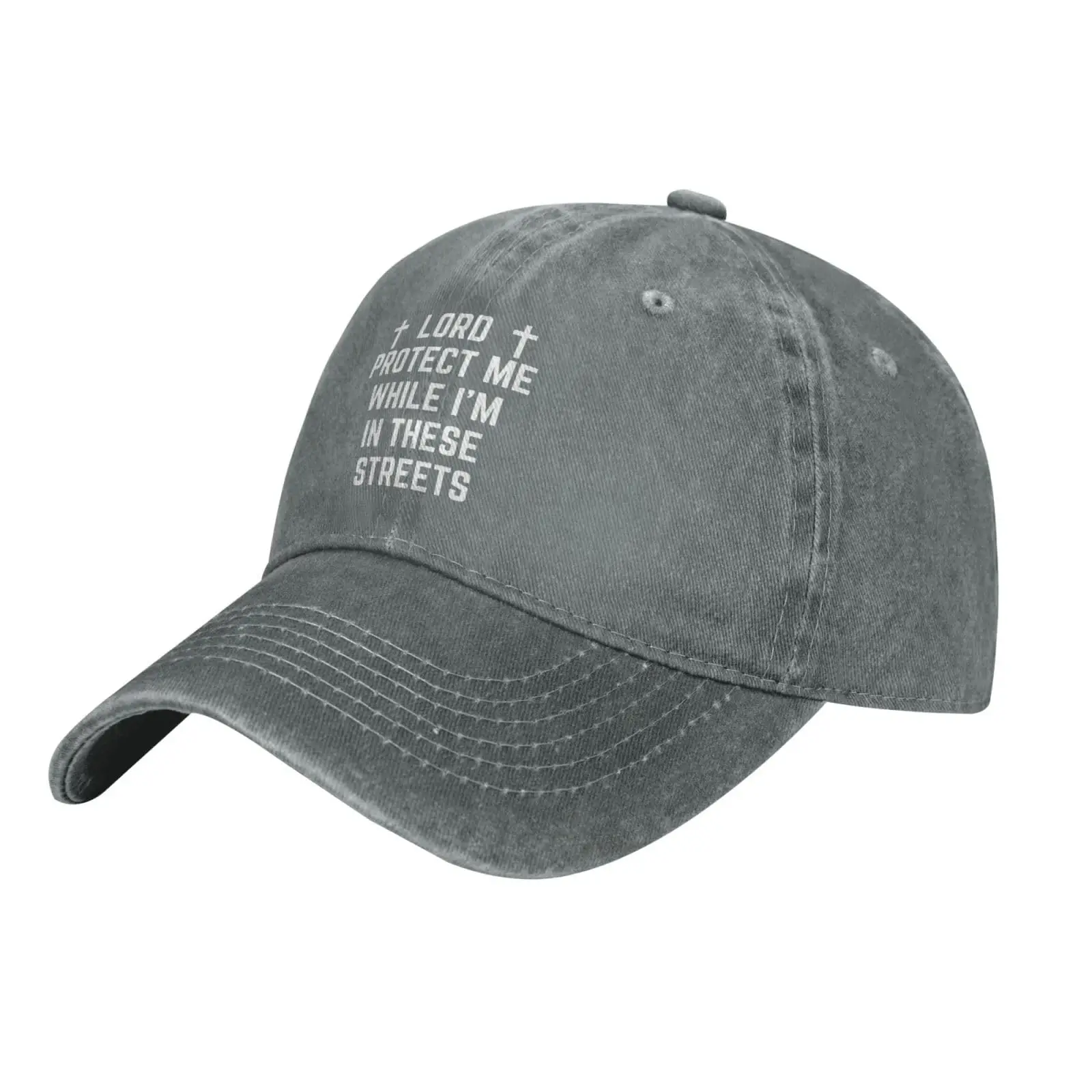 Lord Protect Me While Im in These Streets Hat Christian Hat Trucker Hat for Men Women Dad Baseball Cap Gray