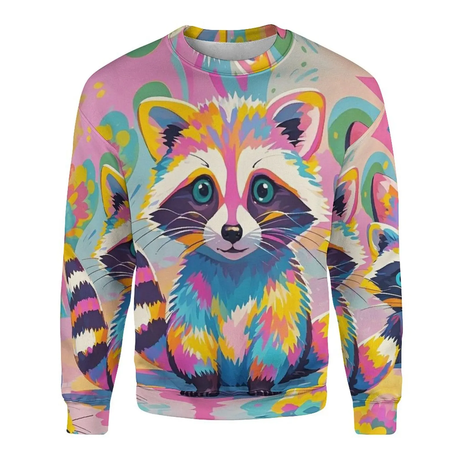 Cute Raccoon Animals 3D Printed Men Sweatshirts O Neck Longsleeved Tops Pullover Tracksuits Boy Casual Oversized Streetwear