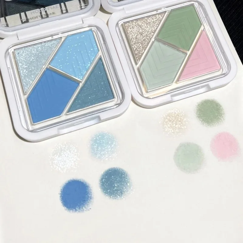 JADED-Palette de fards à barrage 4 couleurs, le monde, fard à barrage, poudre pour filles chaudes, été, bleu-vert, poche portable