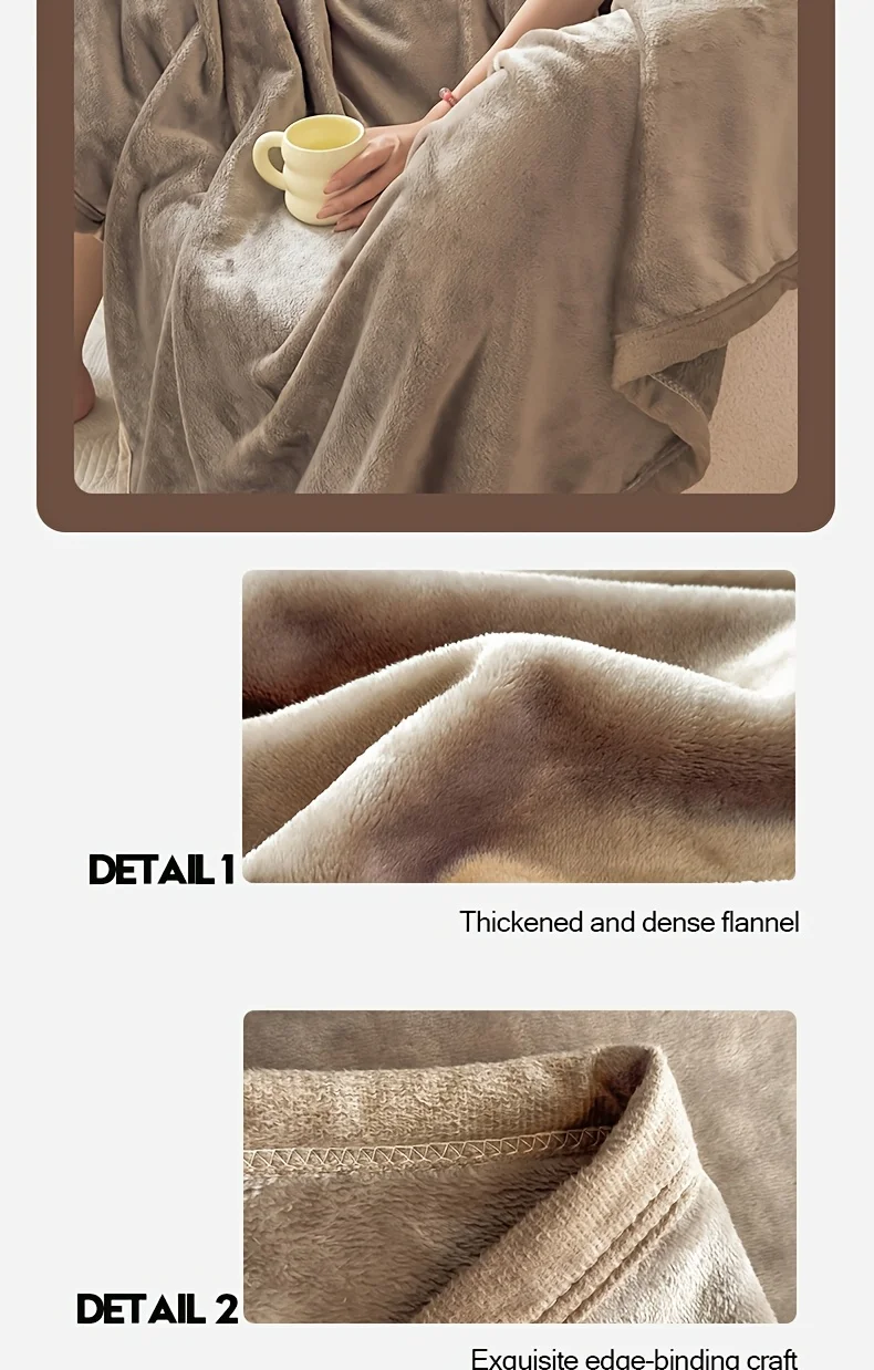 Solid Color Soft Flannel Sofa Throw Blanket Cozy Multi-Purpose Plush Blankets for Bed Travel Office Nap Single Double Bed Sheet