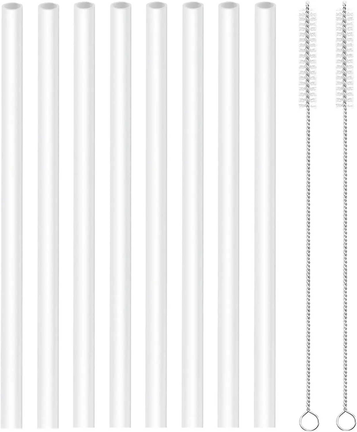

Replacement Straws for Wide Mouth Water Bottles, 8 BPA-Free Long Straws with 2 Cleaning Brushes