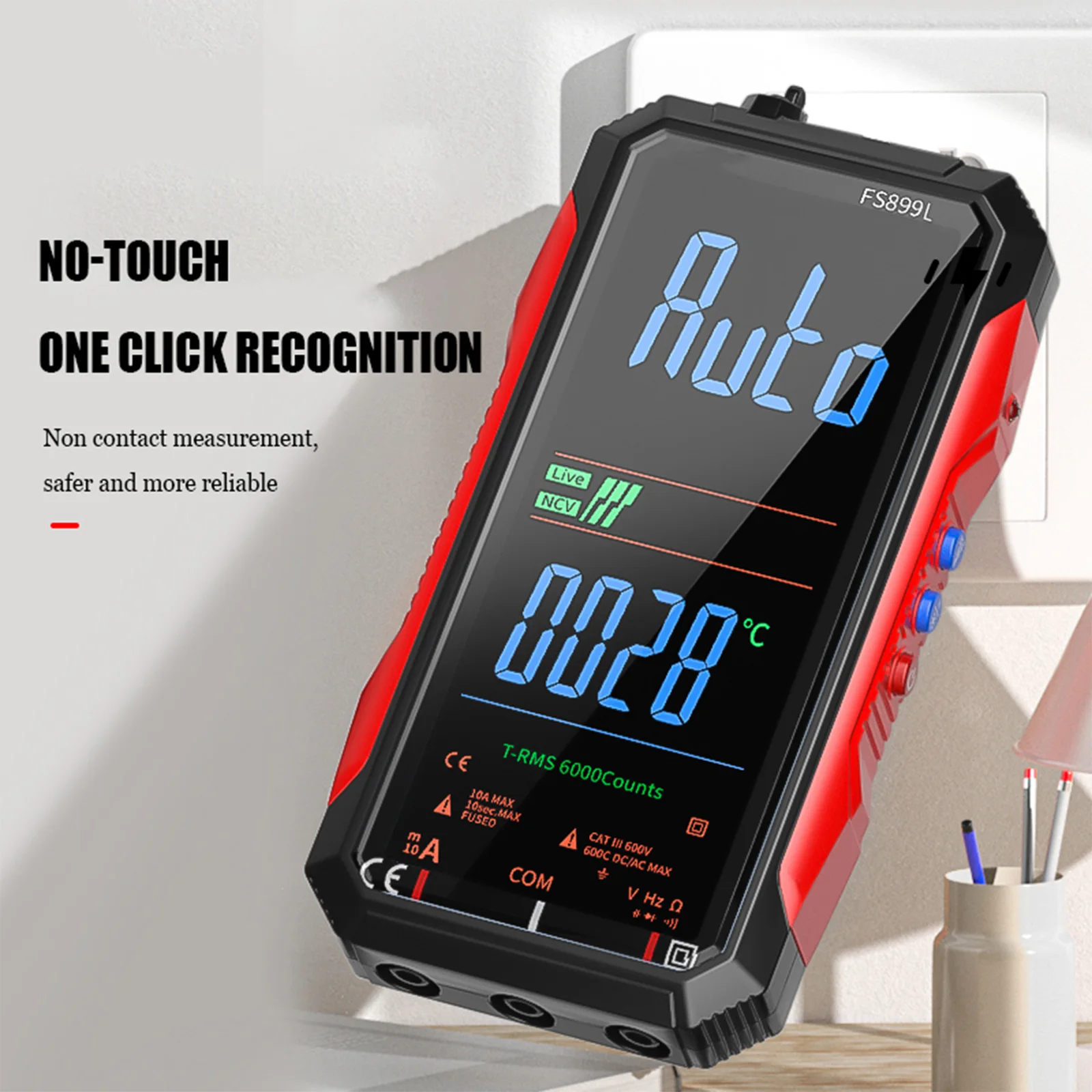 Voltage Tester with Auto Ranging Rechargeable Voltage Meter 6000 Counts True RMS AC/DC for Home and Industrial Electrical Issues