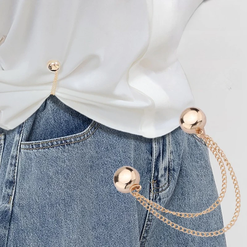 Multi-Function Magnetic Clothing Clip with Chain Metal Buttons Clips Clothes Scarf Trouser Legs Cuff Fixing Magnet Pin Цепочка