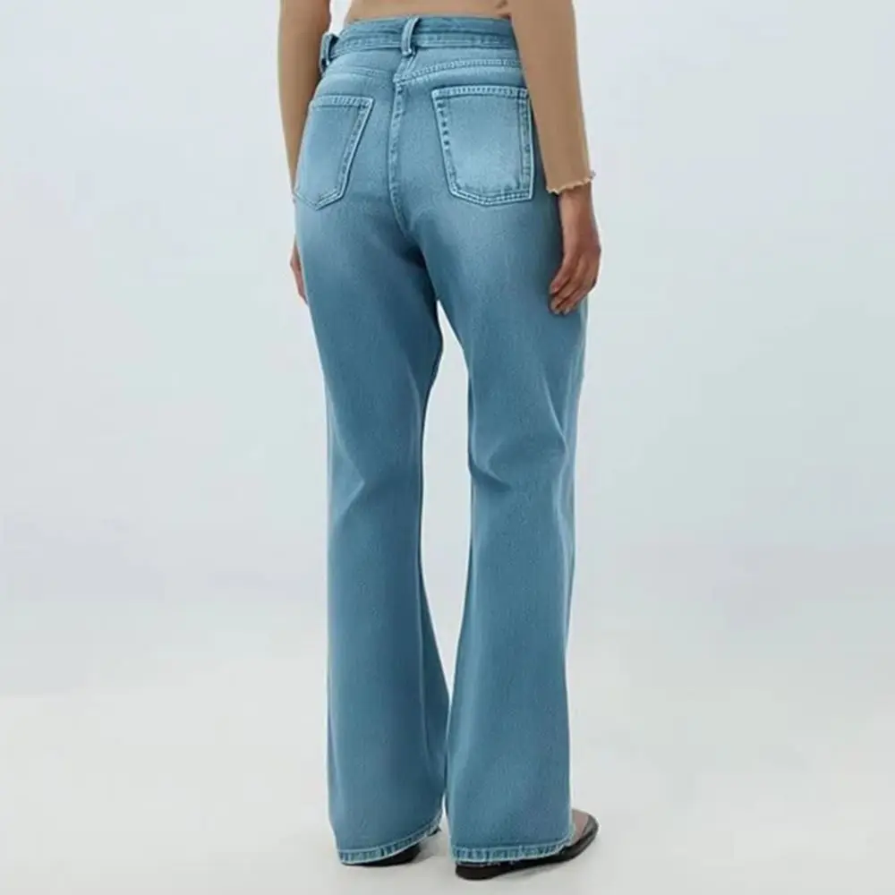 

Button-up Pants Women Wide-leg Pants Stylish Women's High Waist Wide Leg Denim Pants with 3d Print Pockets Button Zipper for A