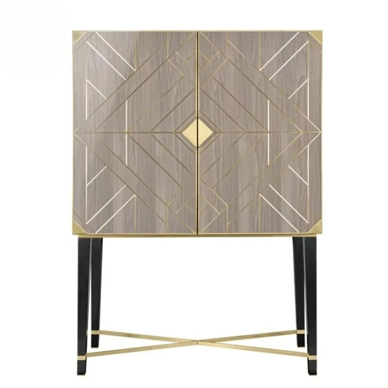 Modern Corner Bar Grey Wood Cabinet Display Cabinet Simple