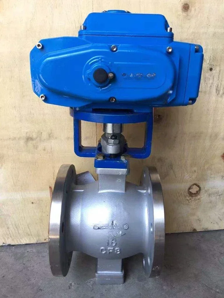 SuitabElectric V-Type Ball Valve Stainless Steel Steam Water Heat Conduction Oil Pulp Particle Powder Proportional Control Valve