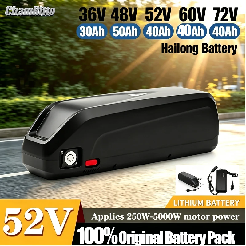 

Аккумулятор для электровелосипеда Hailong 48В 30Ач, Liuthium Battery 1000Вт 13S5P, 52В 60В 72В 20Ач 40Ач 50Ач для Chamrider