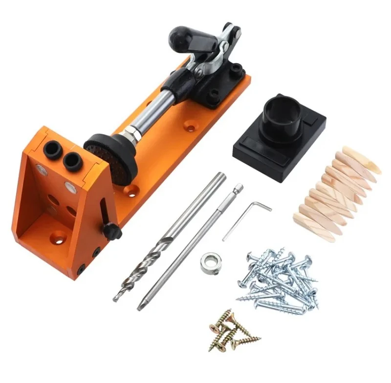 Woodworking Pocket Hole Punch Kit 9.5mm Aluminum Base with Dust Removal Structure Adjustable Drilling Positioning Accessory