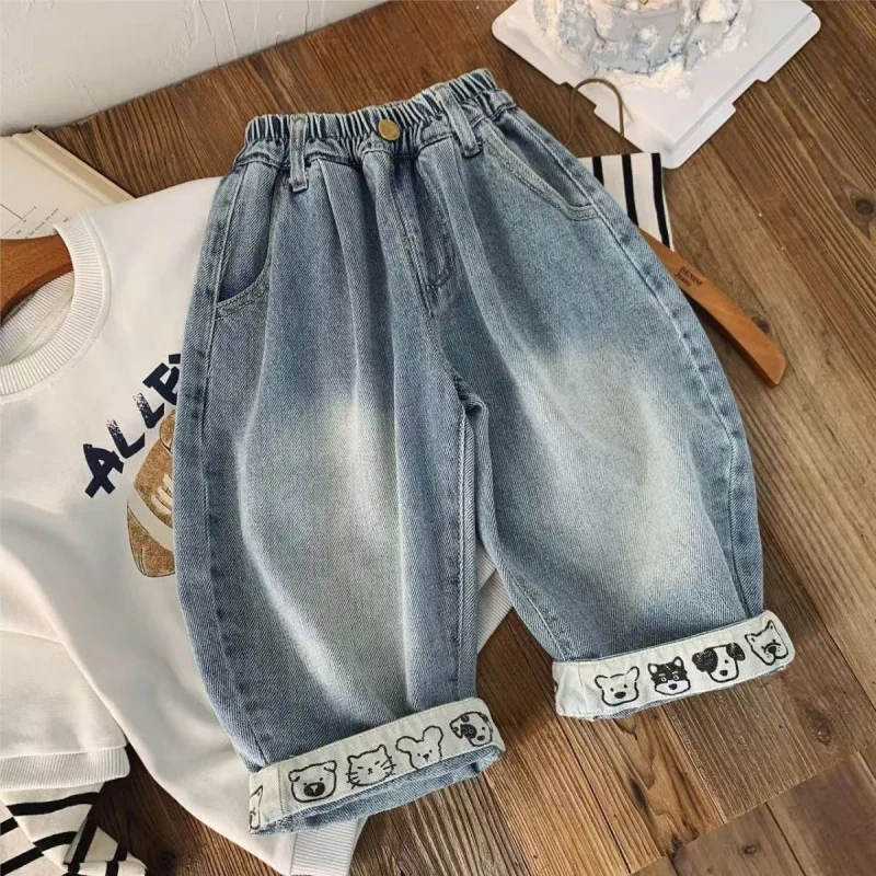 

Children's Toddler Pants Spring Autumn Boys New Korean Style Loose Outdoor Casual Jeans Long Pants