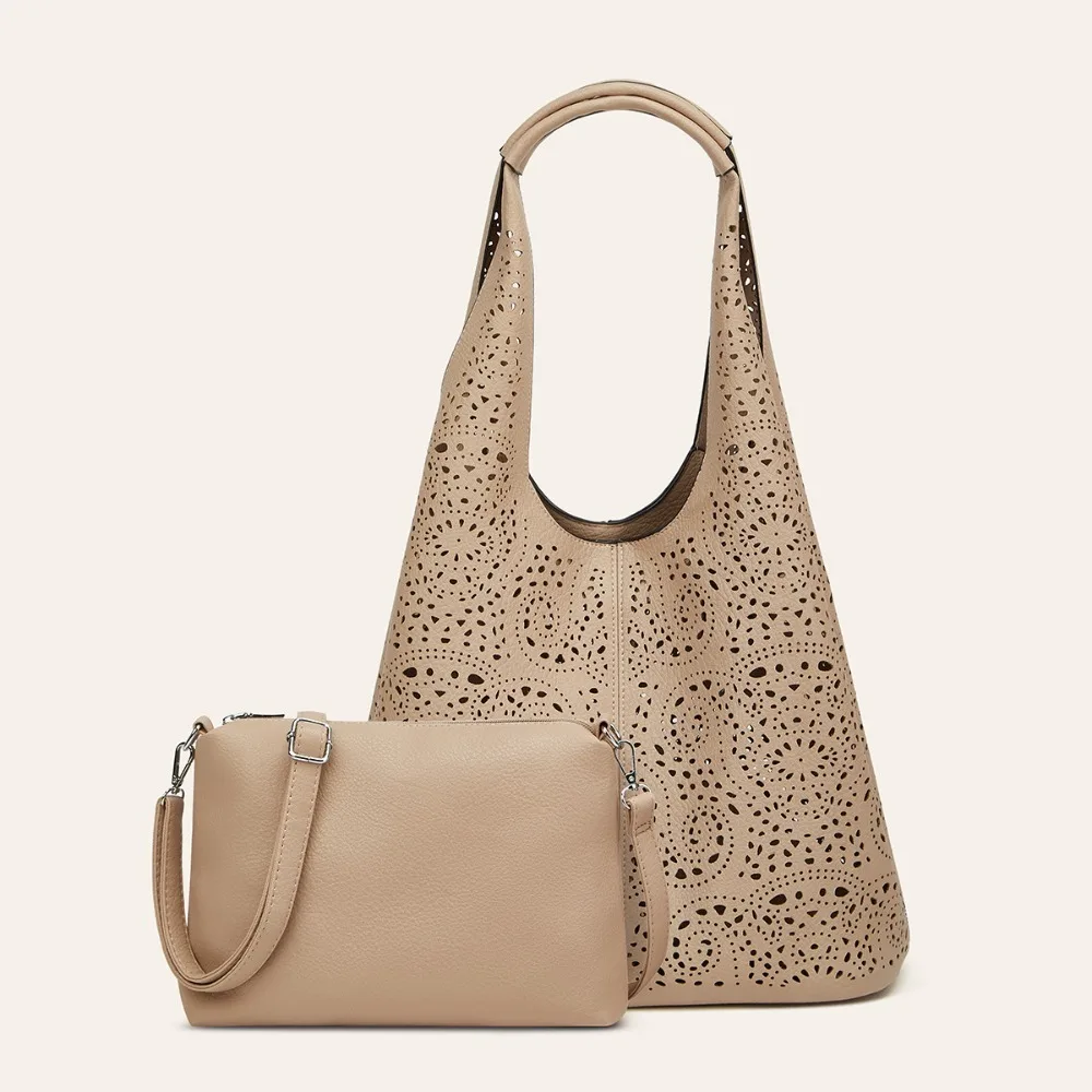 

Laser Carved Hollowed Out Women's Bag Niche Vegetable Basket Fashionable Tote Bag Large Capacity Simple Single Shoulder Handbag