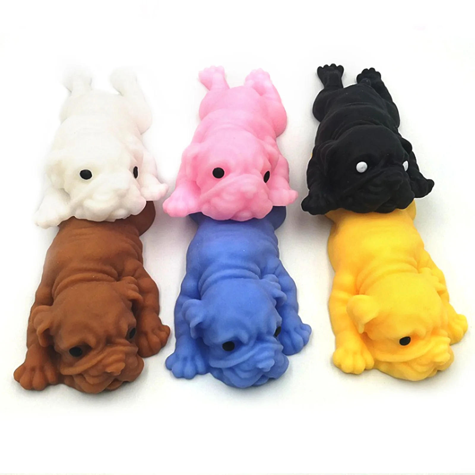 6PCS น่ารักบีบ Pug Dog ของเล่นความวิตกกังวลบรรเทาความเครียด Decompression Sensory ของเล่นสำหรับผู้ใหญ่เด็กวันเกิด Xmas ของขวัญสุ่มสี