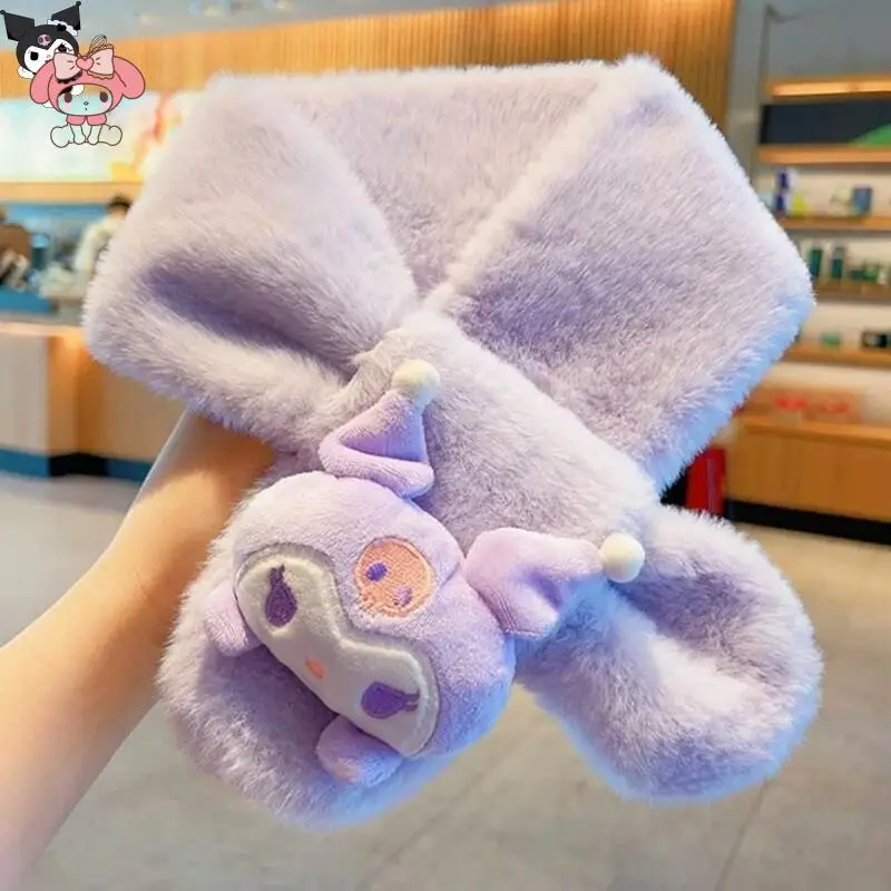 

Плюшевый теплый шарф с рисунком Sanrio Kuromi Melody Kitty, детские шарфы, мягкие детские шарфы, кавайные подарки для девочек, аксессуары