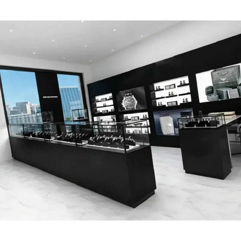 custom.Luxury Black Watch Display, Premium Glass Watch Showcase Luxury Watch Stores & Retail