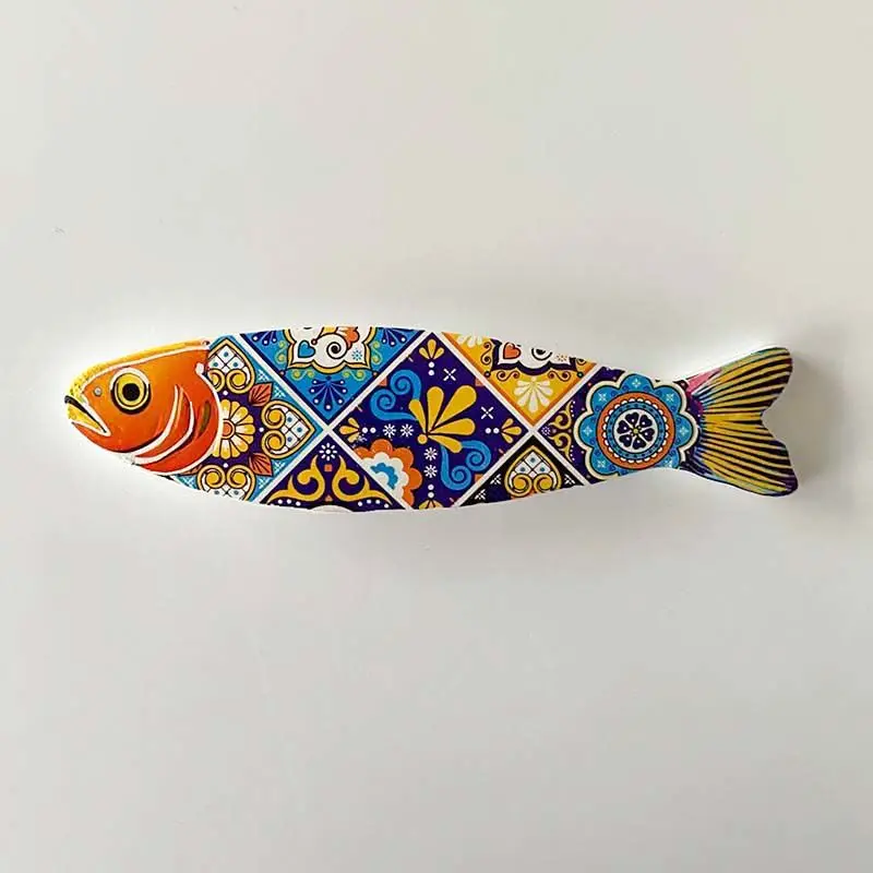 

Portuguese Tile Hot-Selling Small Fish Living Room3dPainted Refrigerator Magnets Cultural and Creative Home Decorations Travel S