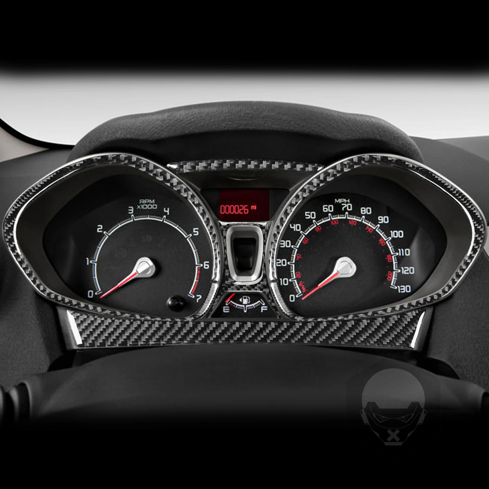 For Ford Fiesta 2011-2019 Accessories Carbon Fiber Car Interior Speedometer Control Handle Gear Panel Trim Sticker Decoration