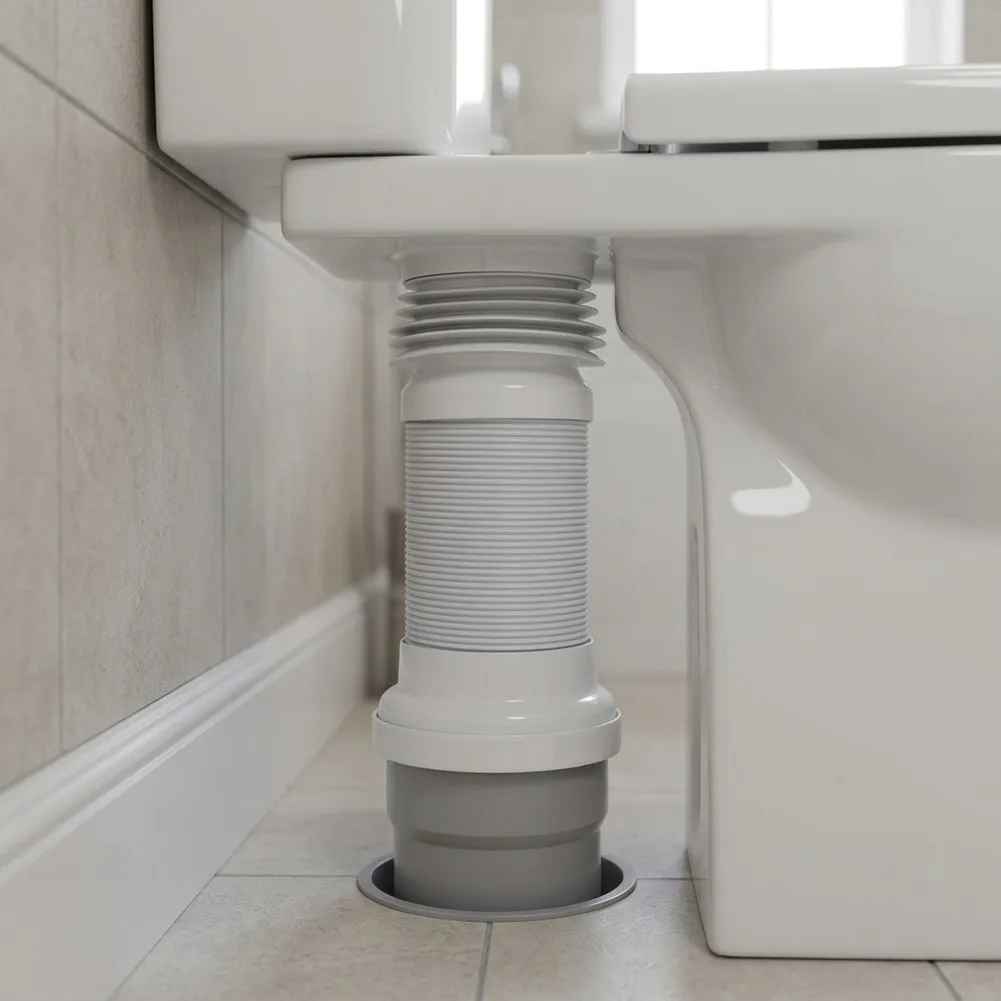 Flexible PE Toilet Drain Pipe Connector Designed for Direct Fit with Standard Floor Drain Outlets and Toilet Outlet Spigots