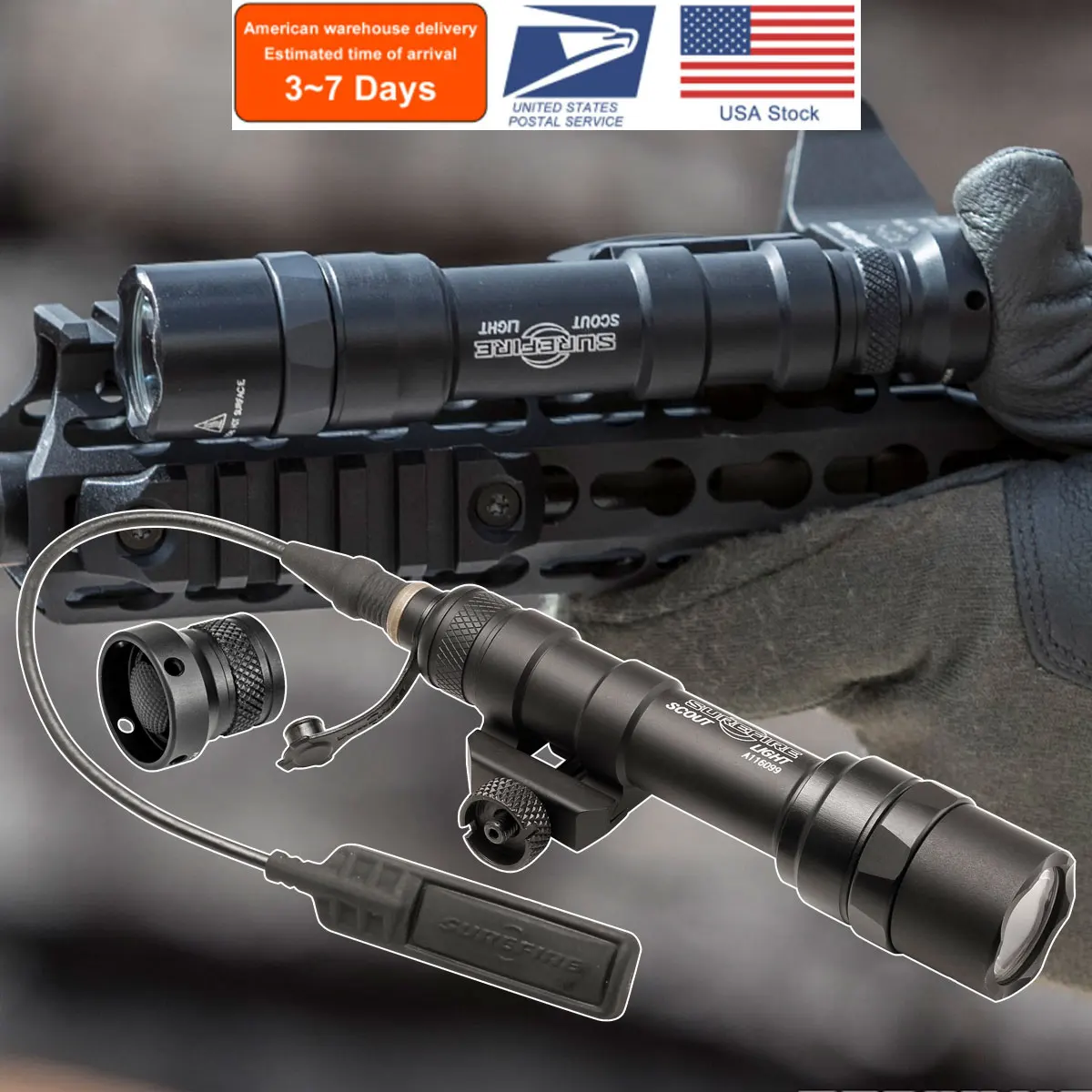 

US Warehouse SureFire Ultra M600 M300 Tactical Scout Light AR15 Rifle Weapon Flashlight LED Gun Lamp Airsoft Weapons Hunting