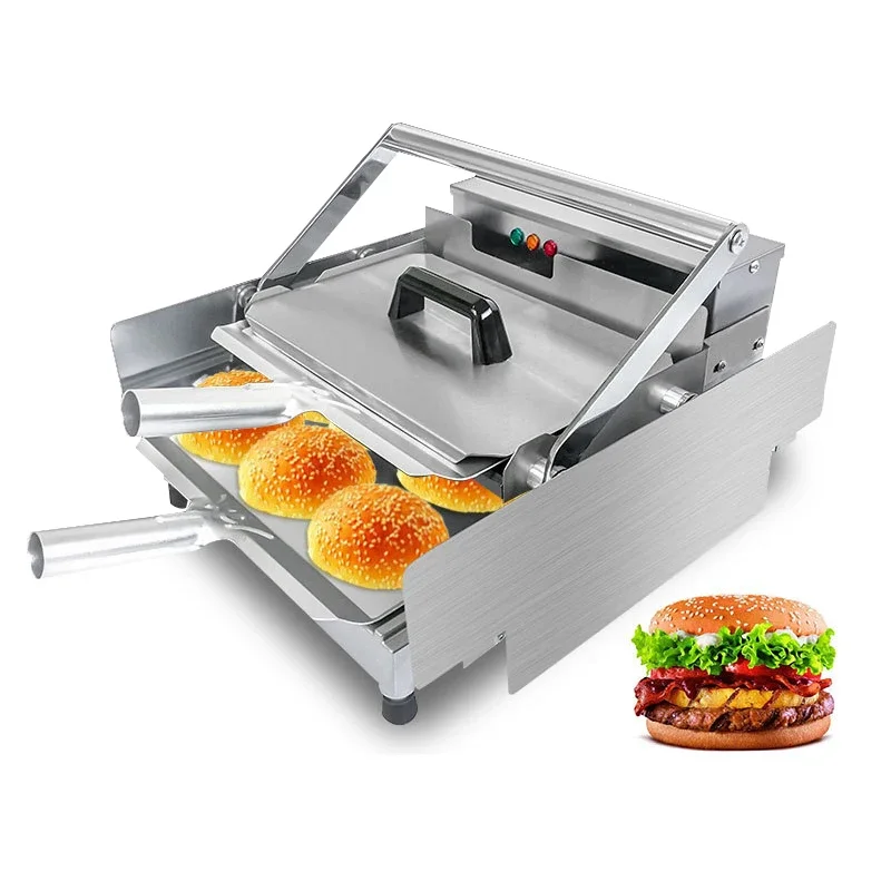 1KW Hamburger Machine Commercial Electric Bake Burger Maker Bread Grill Double Layer Batch Bun Toaster Heater With Timer