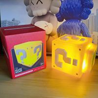 Super Mushroom Night Light LED Question Mark Brick Sound Effect Nightlight Figures Toy Cute Lights Kids Birthday Christmas Gift