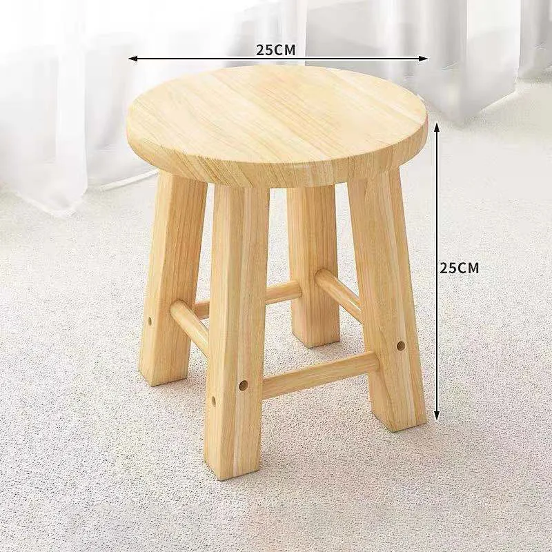 Multi Color Solid Wood Household Round Stool Rubber Wood Outdoor Fishing Bench Living Room Shoe Changing Stools