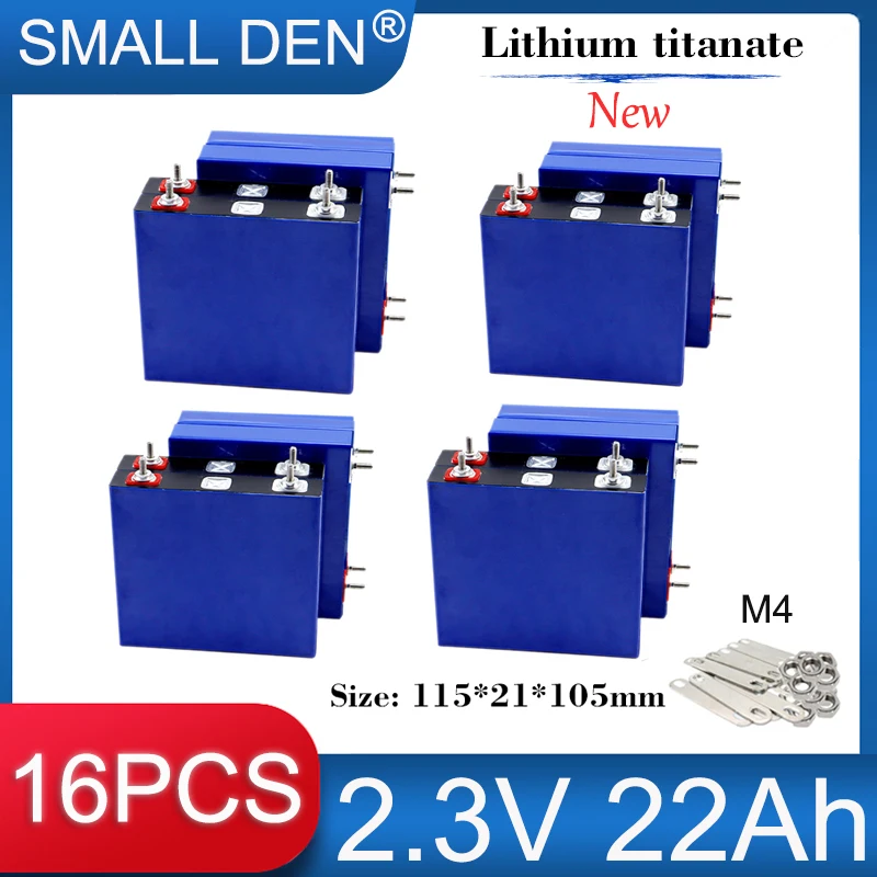 16PCS New 2.3V 22Ah Lithium Titanate LTO Battery Rechargeable DIY 12V 24V E-vehicle boat EV RV Speaker Solar storage 20000 Cycle